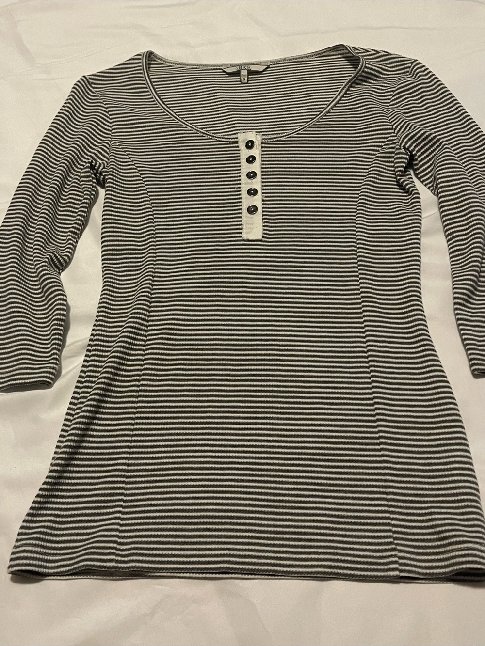 BKE Black & White Striped Long Sleeve Henley